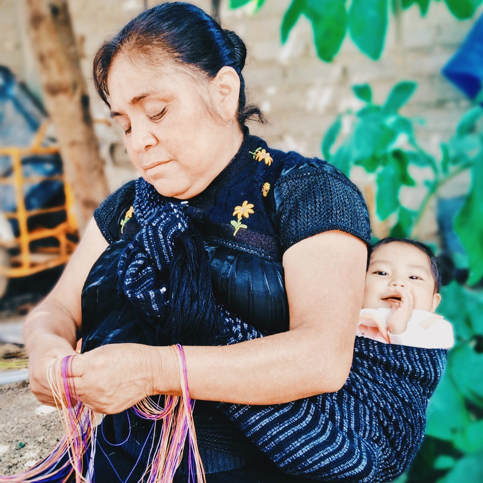 Artisan Alejandra Hand Weaving AMOR Dog Collar with Baby